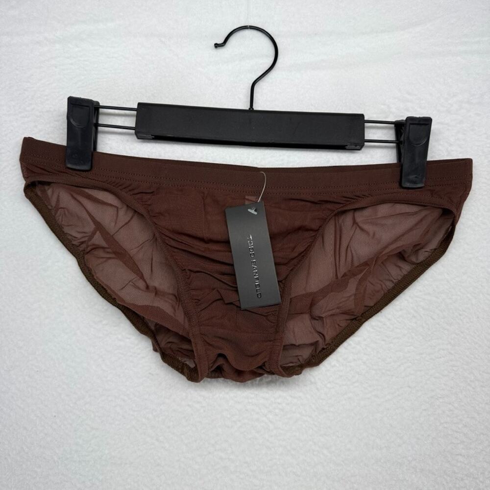 Todd Sanfield Brief underwear men's XS Brown Leather Defiant Mesh Bikini NEW